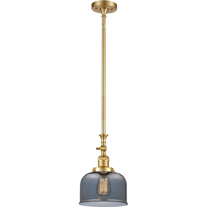 Franklin Restoration Bell 1 Light 8 inch Satin Gold Mini Pendant Ceiling Light in Bulb Not Included, Light Smoke Glass, Franklin Restoration