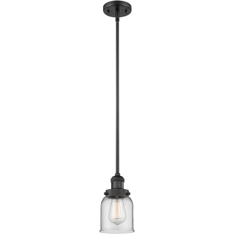 Franklin Restoration Bell 1 Light 5 inch Matte Black Mini Pendant Ceiling Light in Incandescent, Clear, Franklin Restoration