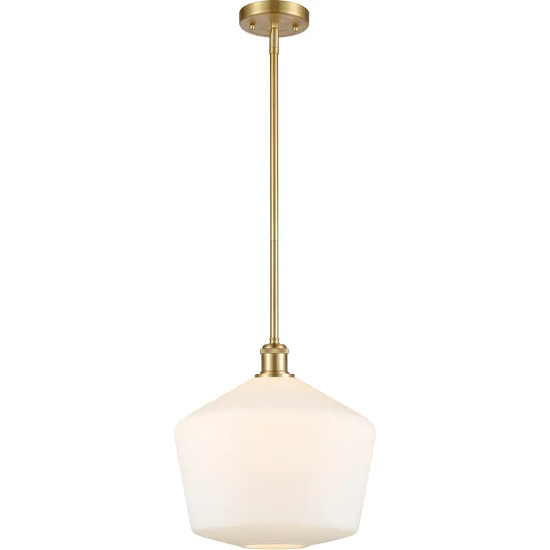 Ballston Cindyrella LED 12 inch Satin Gold Mini Pendant Ceiling Light in Matte White Glass