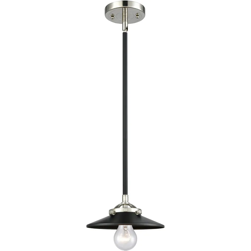 Nouveau Railroad LED 8 inch Black Polished Nickel Mini Pendant Ceiling Light in Matte Black, Nouveau