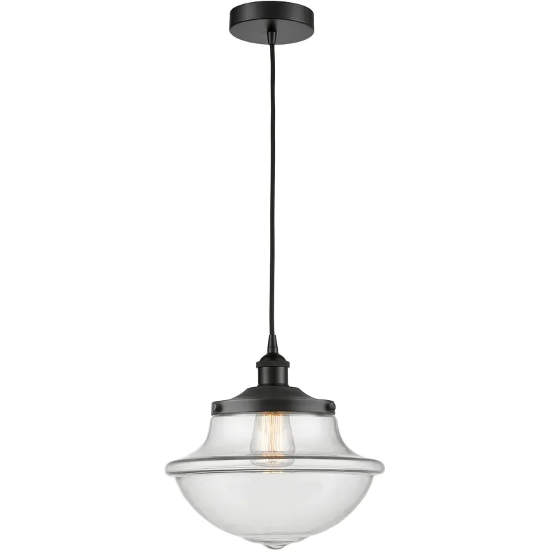 Oxford 1 Light 11.75 inch Matte Black Mini Pendant Ceiling Light in Clear Glass