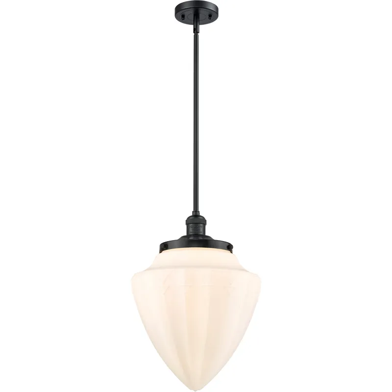 Franklin Restoration Bullet LED 12 inch Matte Black Mini Pendant Ceiling Light in Matte White