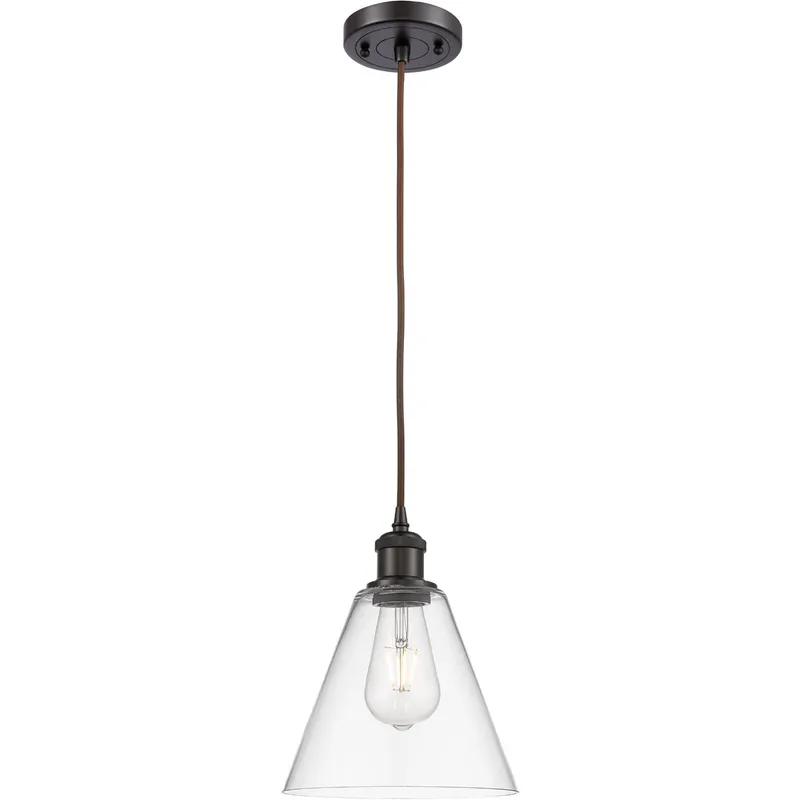 Ballston Cone 1 Light 8 inch Oil Rubbed Bronze Mini Pendant Ceiling Light in Clear Glass