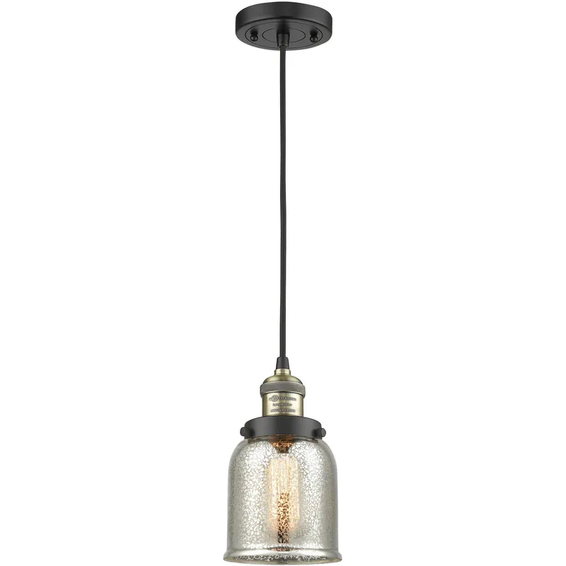 Franklin Restoration Bell 1 Light 5 inch Black Antique Brass Mini Pendant Ceiling Light in Incandescent, Silver Plated Mercury, Franklin Restoration