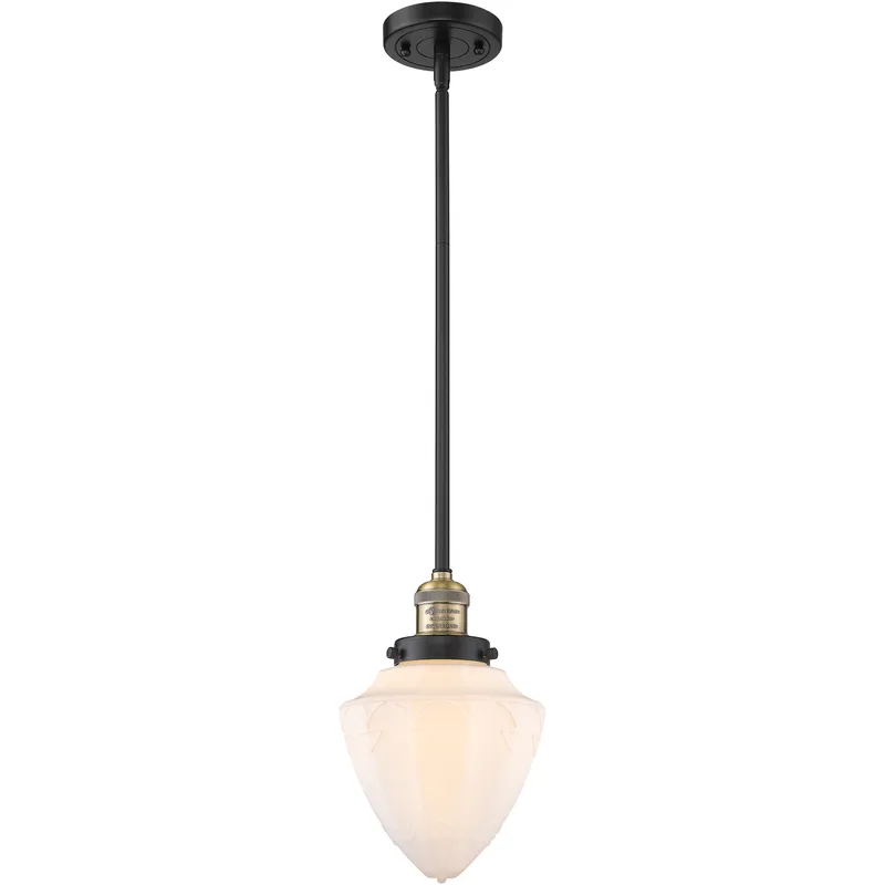 Franklin Restoration Bullet LED 7 inch Black Antique Brass Mini Pendant Ceiling Light in Matte White
