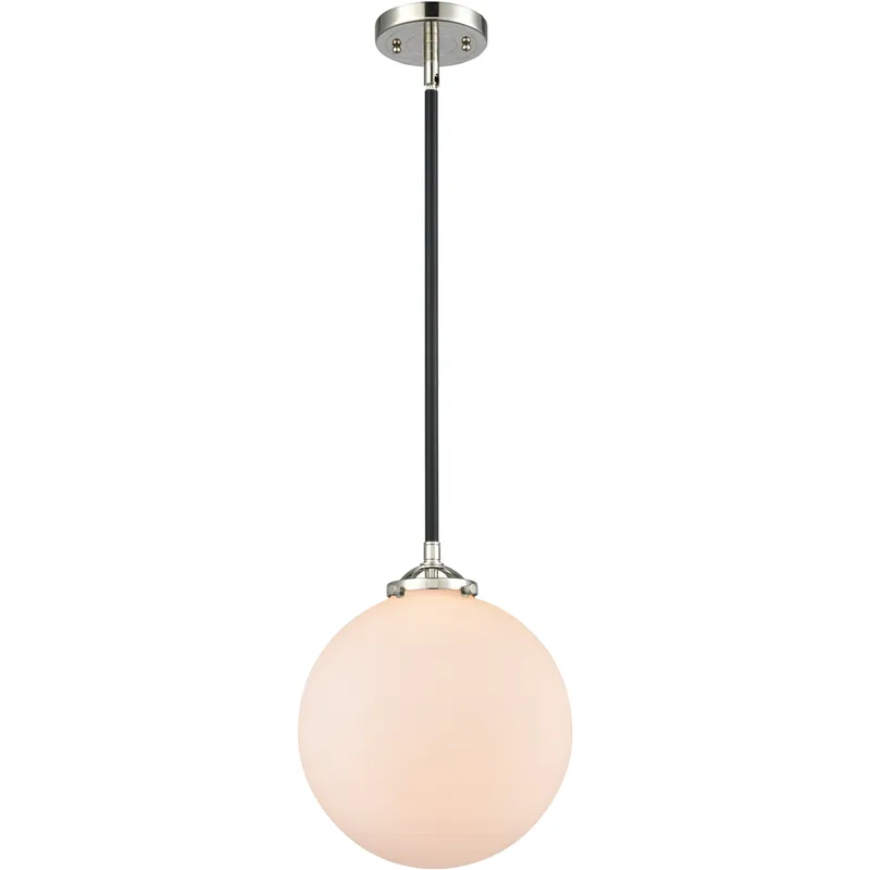 Nouveau Beacon 1 Light 10 inch Black Polished Nickel Mini Pendant Ceiling Light in Incandescent, Matte White, Nouveau