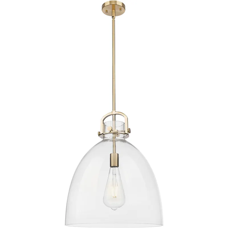 Newton Bell 1 Light 16 inch Champagne Bronze Pendant Ceiling Light in Clear Glass