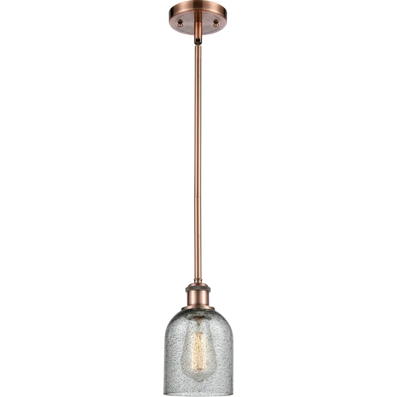 Ballston Caledonia 1 Light 5 inch Antique Copper Pendant Ceiling Light in Charcoal Glass, Ballston
