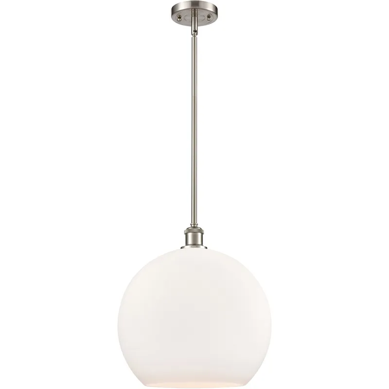 Ballston Athens 1 Light 14 inch Brushed Satin Nickel Pendant Ceiling Light in Matte White Glass