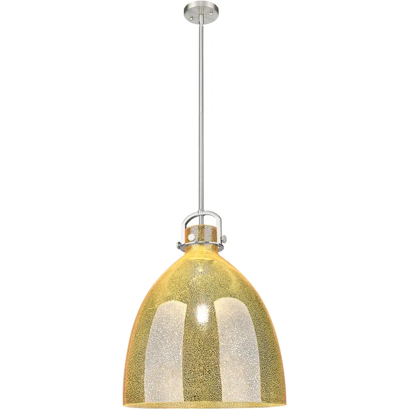 Newton Bell 1 Light 18 inch Satin Nickel Pendant Ceiling Light in Mercury Glass