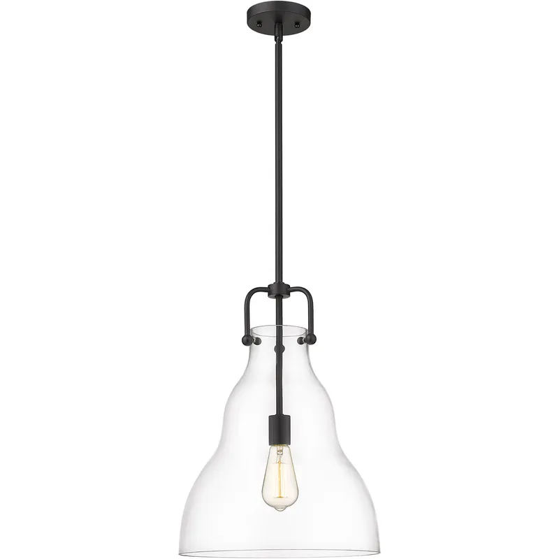 Haverhill LED 14 inch Matte Black Pendant Ceiling Light in Clear Glass