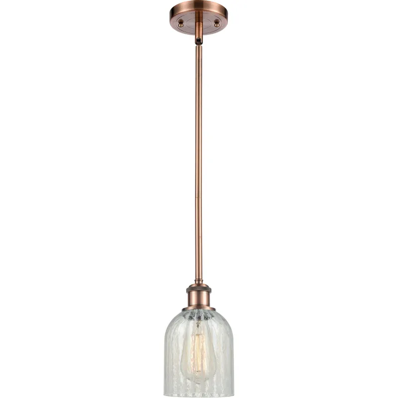 Ballston Caledonia 1 Light 5 inch Antique Copper Pendant Ceiling Light in Mouchette Glass, Ballston