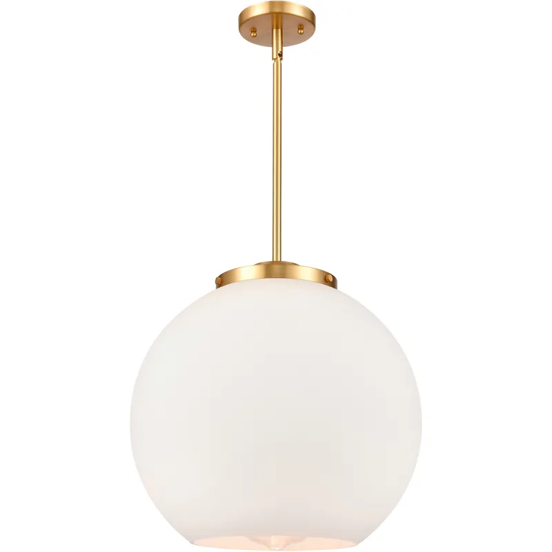 Ballston Athens 1 Light 15.75 inch Satin Gold Pendant Ceiling Light in Incandescent, Matte White