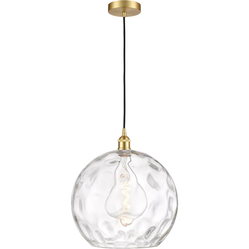 Edison Athens Water Glass LED 14 inch Satin Gold Pendant Ceiling Light