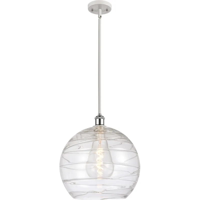 Ballston Deco Swirl 1 Light 14 inch White and Polished Chrome Pendant Ceiling Light