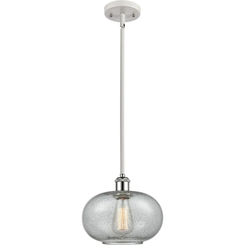 Ballston Gorham 1 Light 9.5 inch White and Polished Chrome Pendant Ceiling Light in Charcoal Glass, Ballston