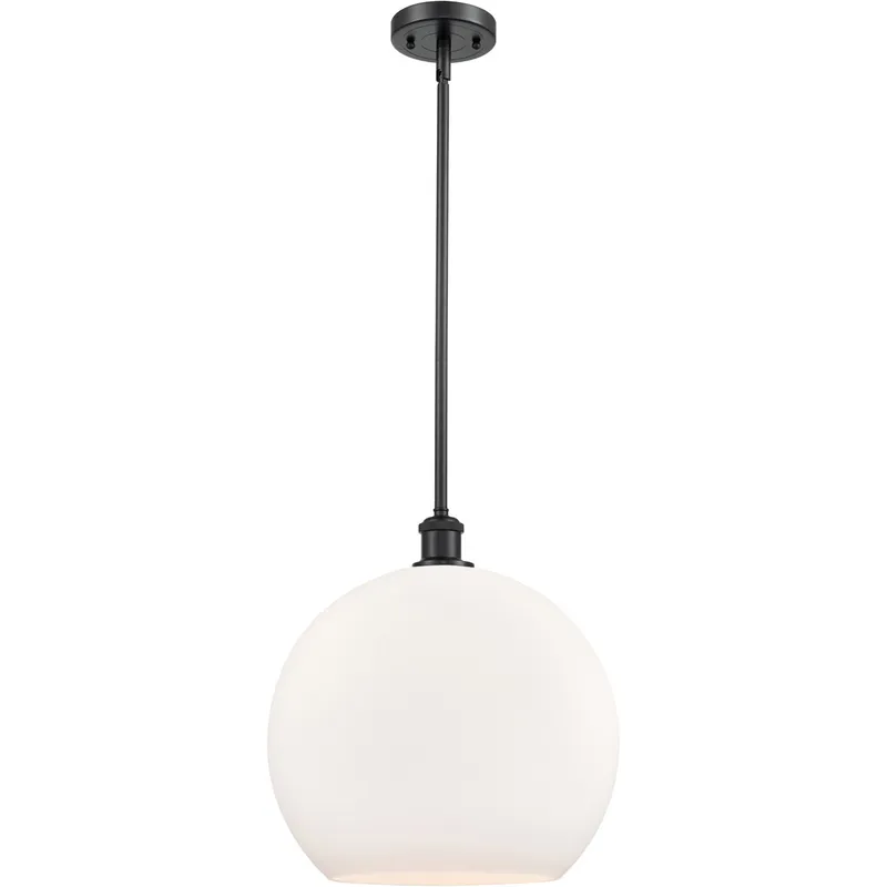 Ballston Athens 1 Light 14 inch Matte Black Pendant Ceiling Light in Matte White Glass