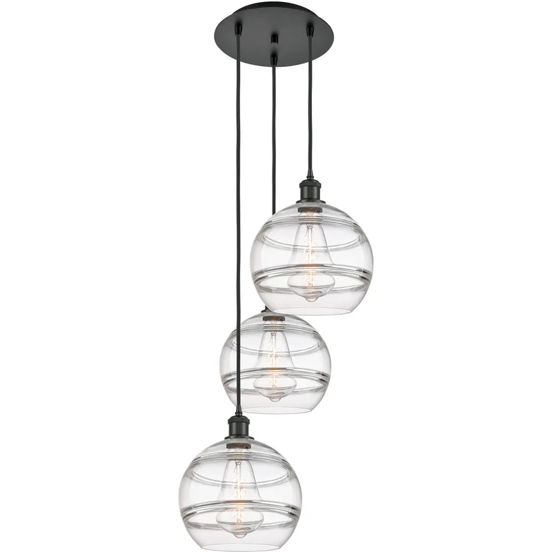 Ballston Rochester 3 Light 16.5 inch Matte Black Cord Hung Multi Pendant Ceiling Light