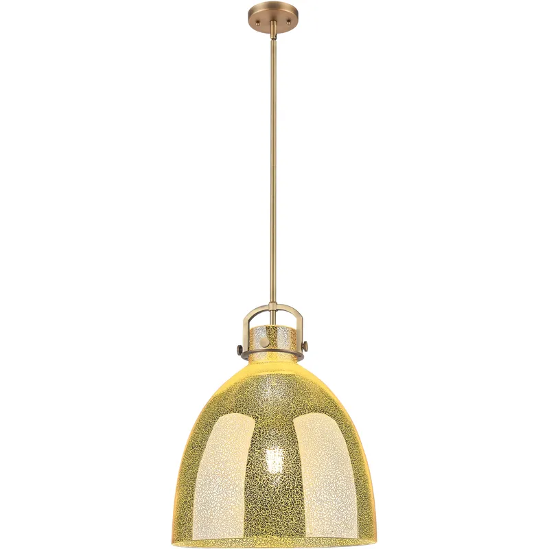 Newton Bell 1 Light 16 inch Brushed Brass Pendant Ceiling Light in Mercury Glass