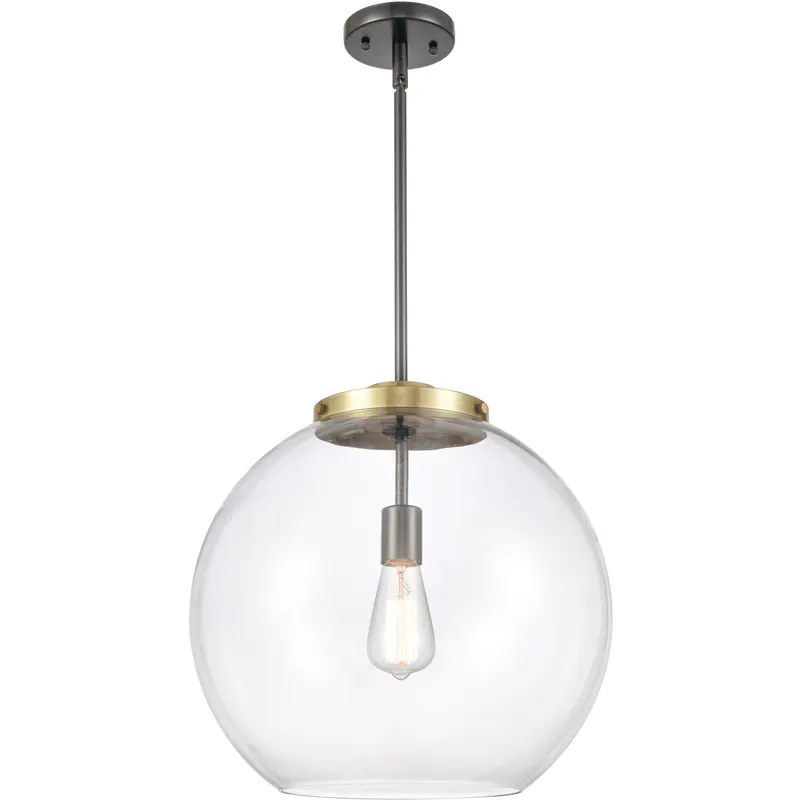Ballston Athens LED 15.75 inch Black Antique Brass Pendant Ceiling Light in Clear