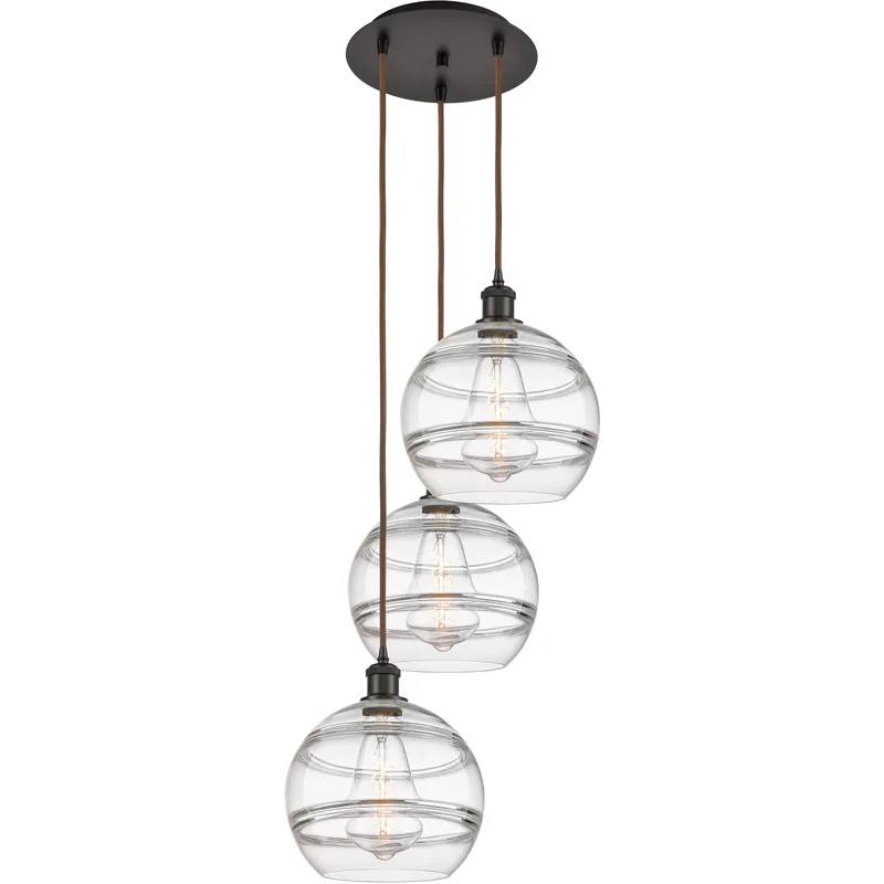 Ballston Rochester 3 Light 16.5 inch Oil Rubbed Bronze Cord Hung Multi Pendant Ceiling Light