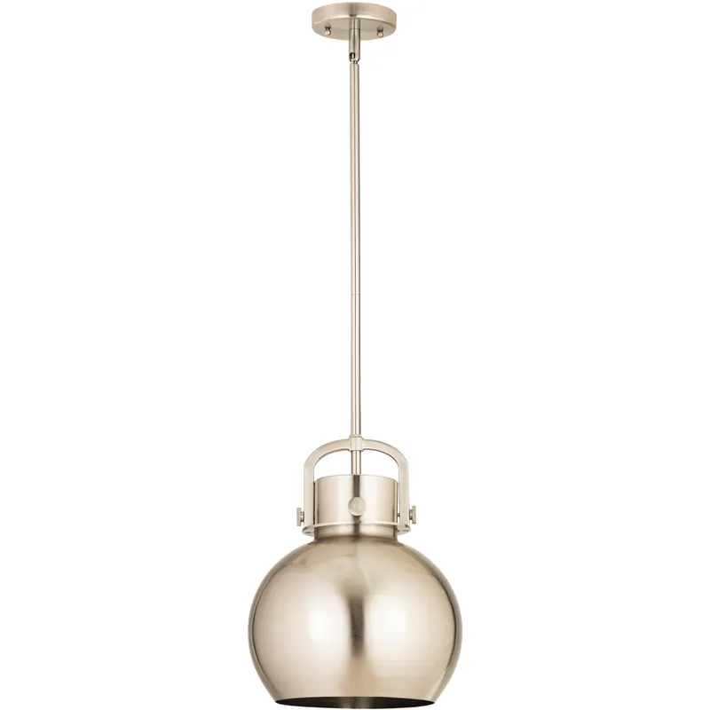 Newton Sphere 1 Light 10 inch Satin Nickel Pendant Ceiling Light