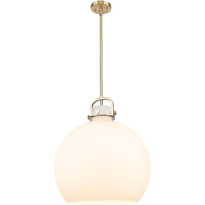 Newton Sphere 1 Light 18 inch Champagne Bronze Pendant Ceiling Light in White Glass