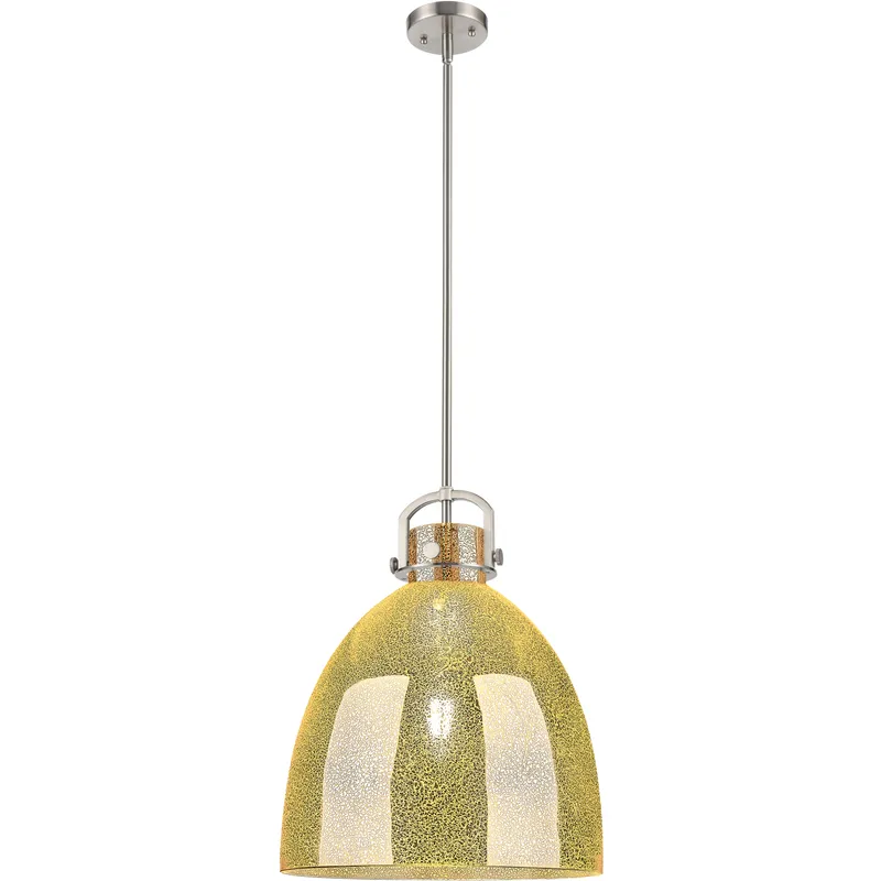 Newton Bell 1 Light 16 inch Satin Nickel Pendant Ceiling Light in Mercury Glass