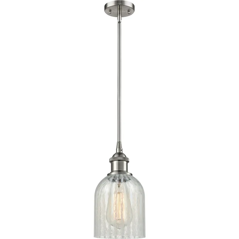 Ballston Caledonia 1 Light 5 inch Brushed Satin Nickel Pendant Ceiling Light in Mouchette Glass, Ballston