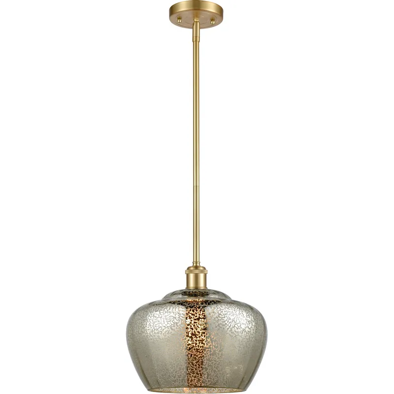 Ballston Large Fenton 1 Light 11 inch Satin Gold Pendant Ceiling Light in Mercury Glass, Ballston