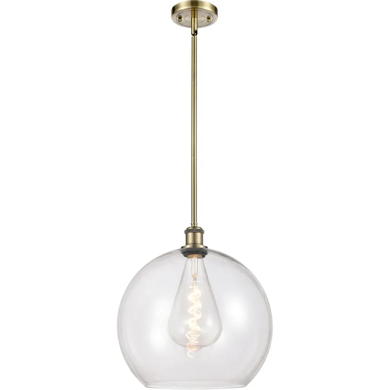 Ballston Athens 1 Light 14 inch Antique Brass Pendant Ceiling Light in Clear Glass