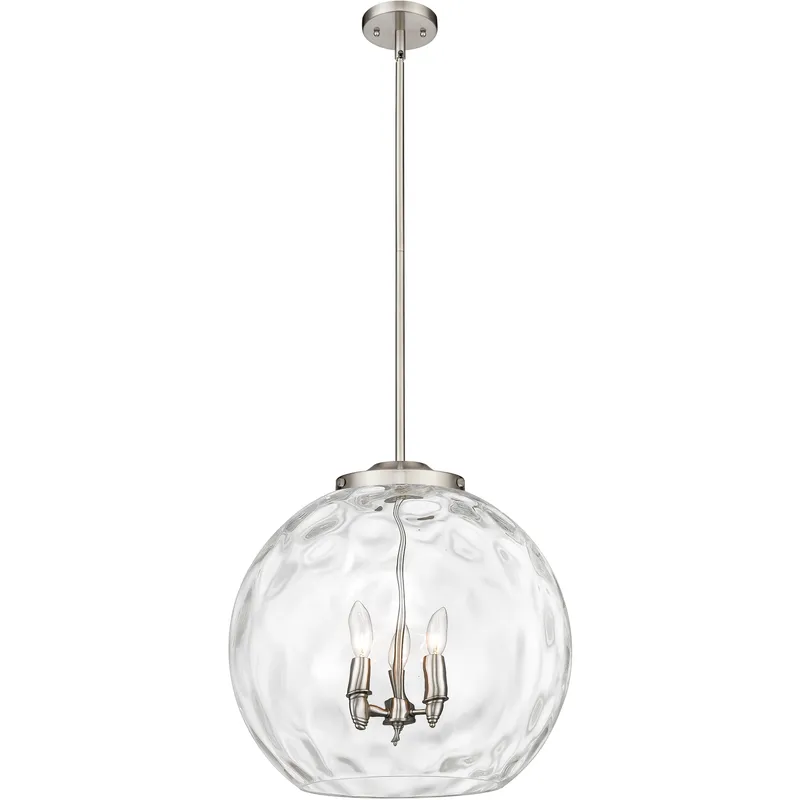 Ballston Athens Water Glass 3 Light 17.88 inch Brushed Satin Nickel Statement Pendant Ceiling Light in Incandescent