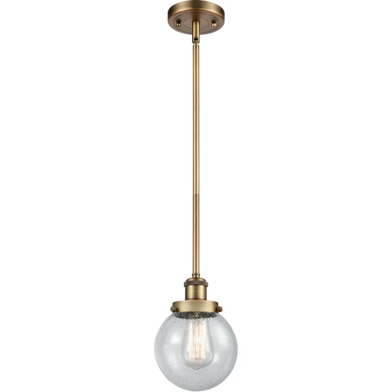 Ballston Beacon LED 6 inch Brushed Brass Pendant Ceiling Light in Seedy Glass