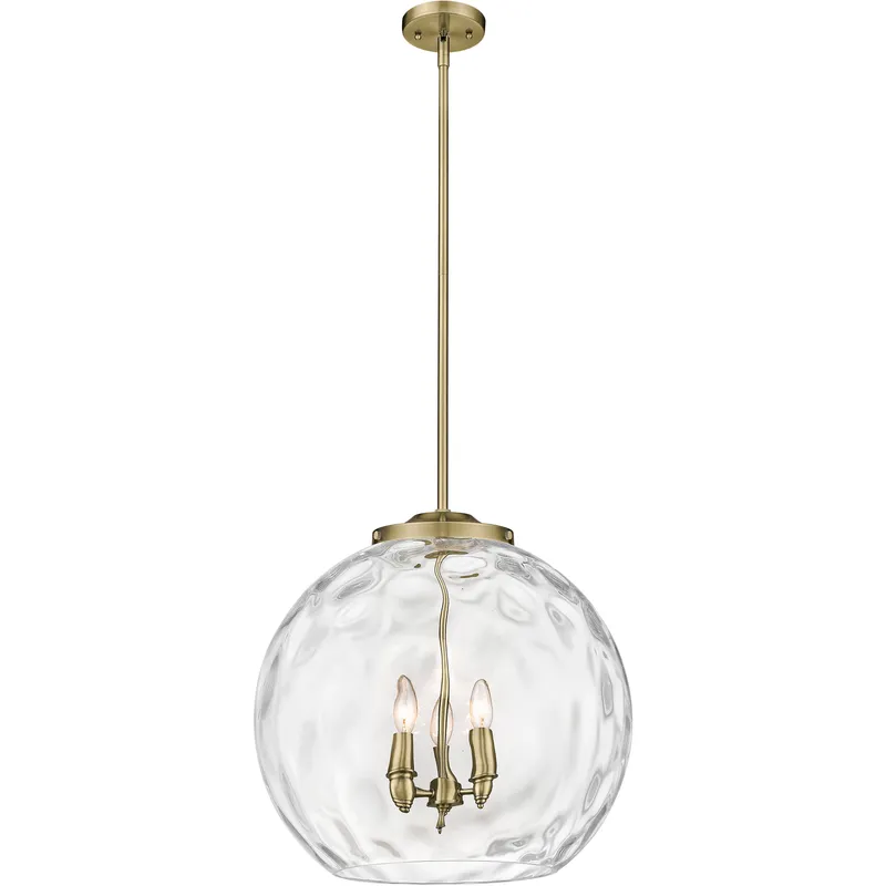 Ballston Athens Water Glass 3 Light 17.88 inch Antique Brass Statement Pendant Ceiling Light in Incandescent