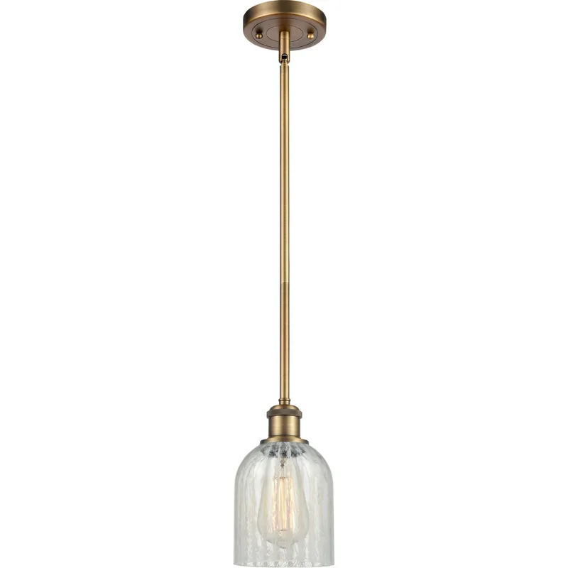 Ballston Caledonia 1 Light 5 inch Brushed Brass Pendant Ceiling Light in Mouchette Glass, Ballston