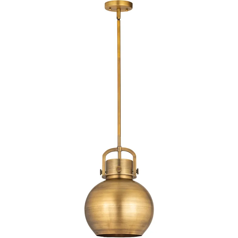 Newton Sphere 1 Light 10 inch Brushed Brass Pendant Ceiling Light