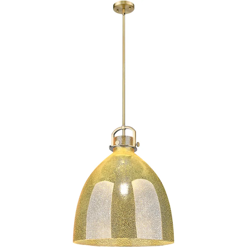 Newton Bell 1 Light 18 inch Brushed Brass Pendant Ceiling Light in Mercury Glass