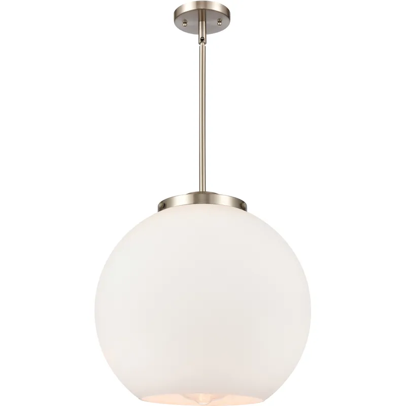 Ballston Athens LED 15.75 inch Brushed Satin Nickel Pendant Ceiling Light in Matte White