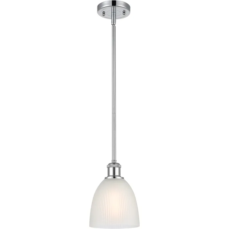 Ballston Castile 1 Light 6 inch Polished Chrome Pendant Ceiling Light in White Glass, Ballston