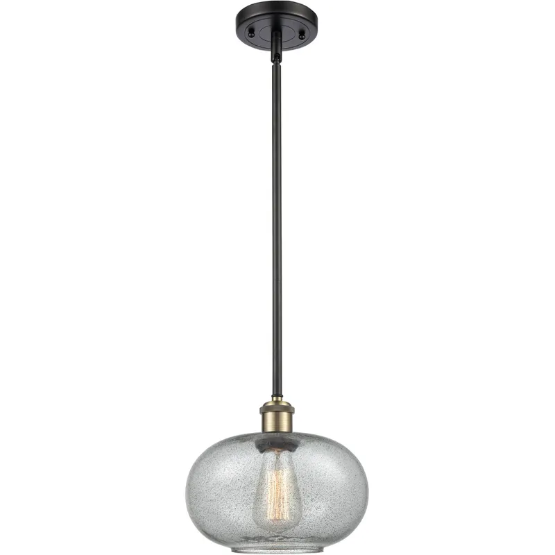Ballston Gorham 1 Light 9.5 inch Black Antique Brass Pendant Ceiling Light in Charcoal Glass, Ballston