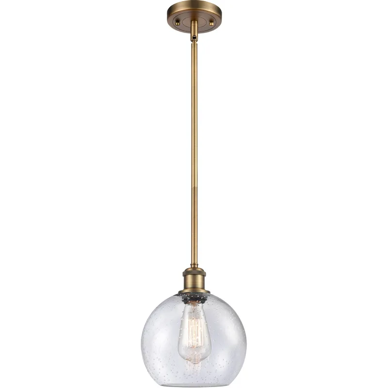 Ballston Athens 1 Light 8 inch Brushed Brass Pendant Ceiling Light in Seedy Glass, Ballston
