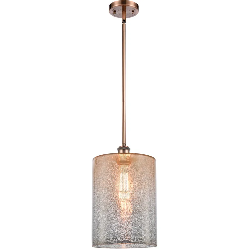 Ballston Large Cobbleskill 1 Light 9 inch Antique Copper Pendant Ceiling Light in Mercury Glass, Ballston