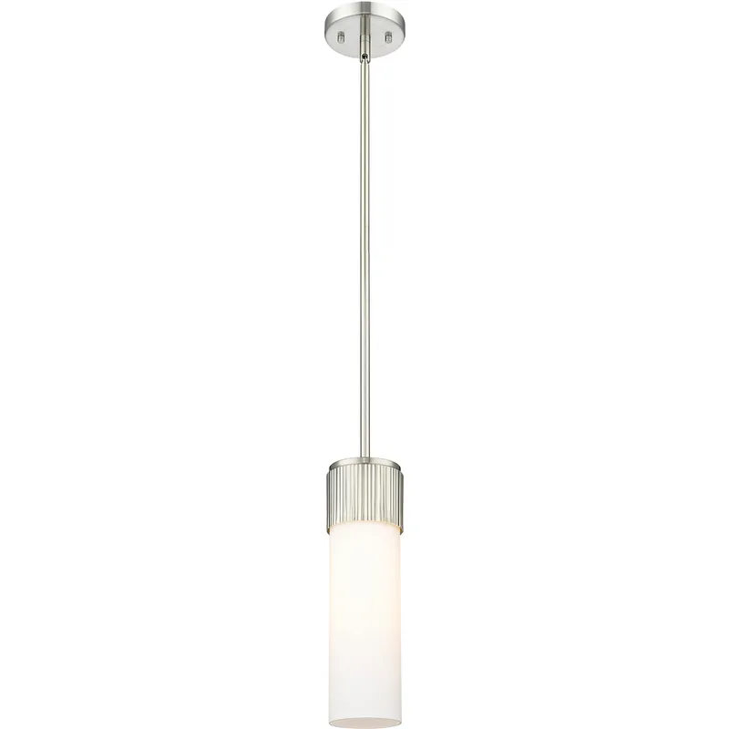 Bolivar 1 Light 4 inch Satin Nickel Pendant Ceiling Light in Matte White Glass