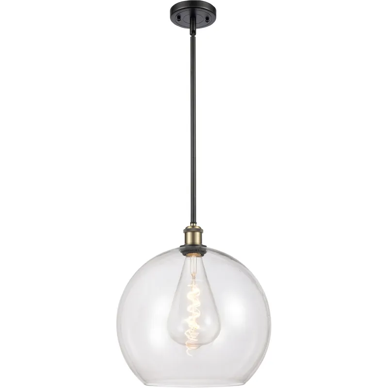Ballston Athens 1 Light 13.75 inch Black Antique Brass Pendant Ceiling Light in Clear Glass