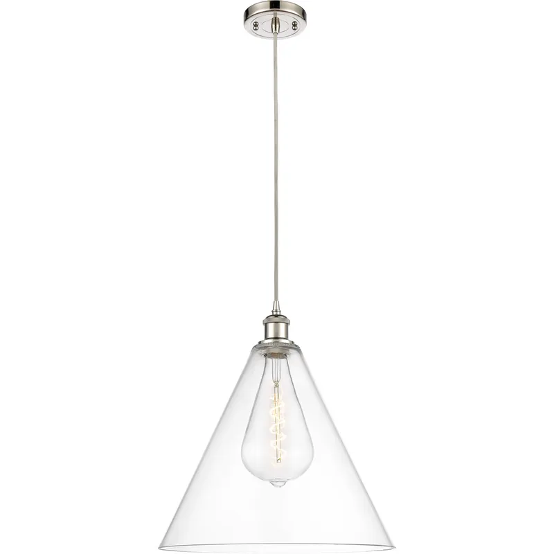 Ballston Cone 1 Light 16 inch Polished Nickel Pendant Ceiling Light in Clear Glass