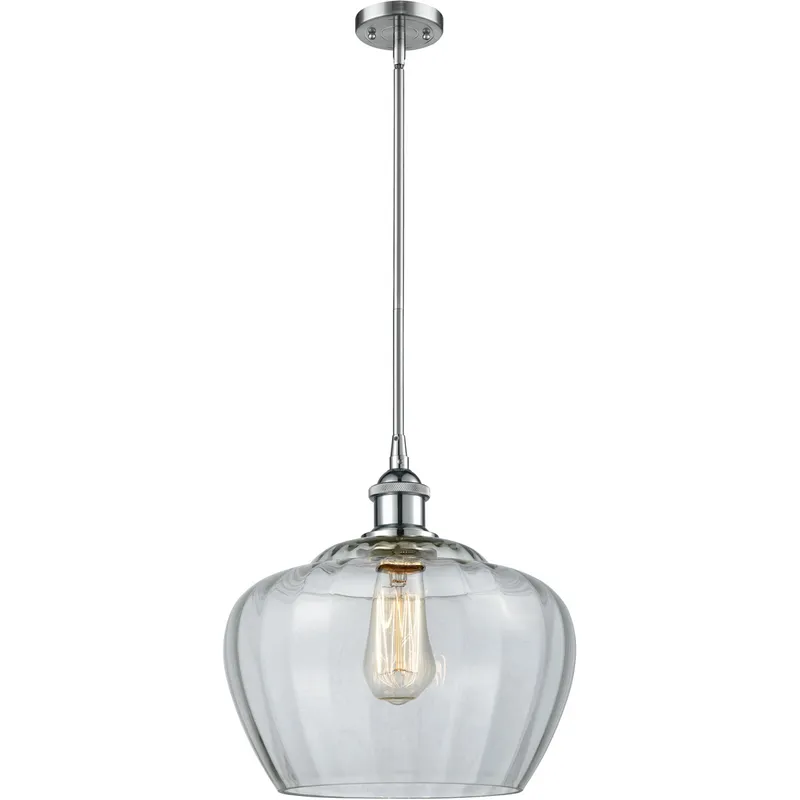 Ballston Large Fenton 1 Light 11 inch Polished Chrome Pendant Ceiling Light in Clear Glass, Ballston