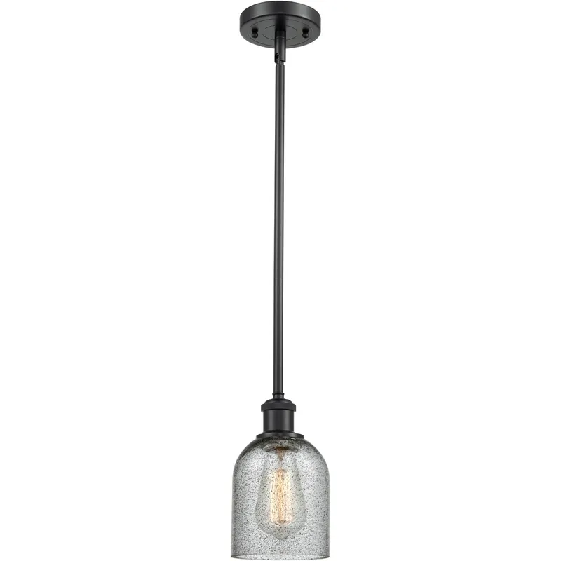 Ballston Caledonia 1 Light 5 inch Matte Black Pendant Ceiling Light in Charcoal Glass, Ballston