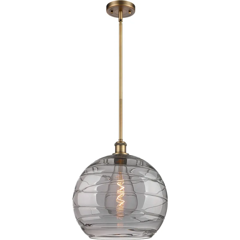 Ballston Athens Deco Swirl 1 Light 13.75 inch Brushed Brass Stem Hung Pendant Ceiling Light