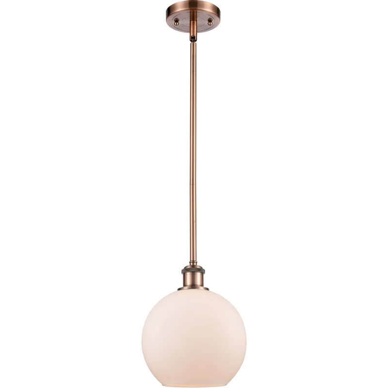 Ballston Athens 1 Light 8 inch Antique Copper Pendant Ceiling Light, Ballston