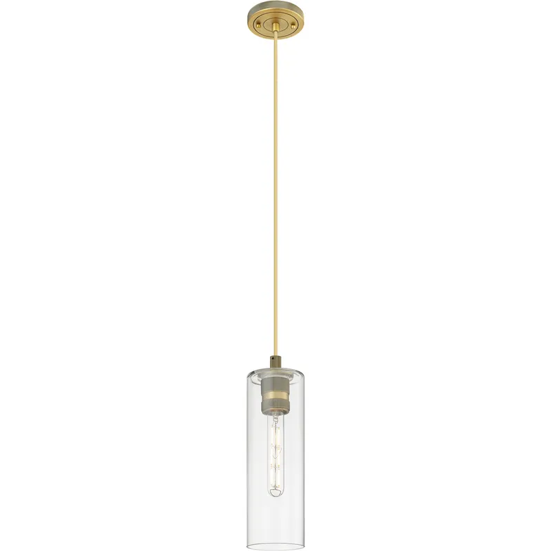 Downtown Urban Crown Point 1 Light 3.88 inch Brushed Brass Pendant Ceiling Light in Clear